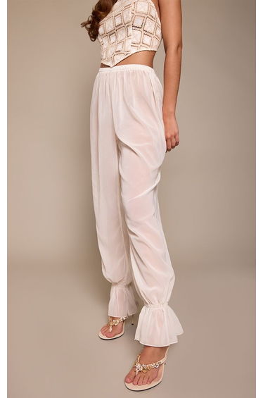 Natural Linen Charm Trim Toe Thong Heeled Mules product thumbnail 2