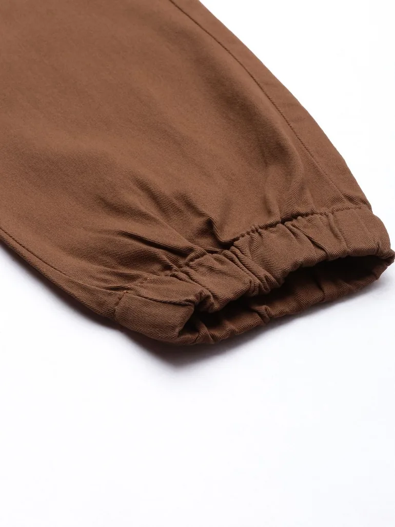 Men Rust Solid Slim Fit Cargo Pants - 6