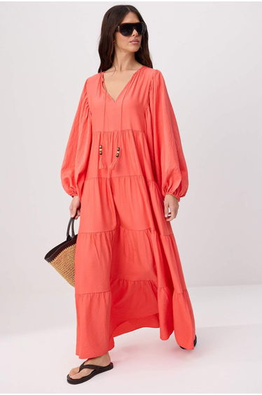 Pomegranate Flower Relaxed Cut Maxi Woven Dress product thumbnail 2