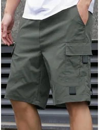 Boys Solid Multi Pockets Cargo Shorts - 2