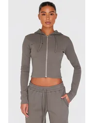 Charcoal Zip Up Ribbed Track Top