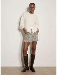 Cotton Blend Chunky Ribbed Knit Cardigan