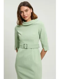 Tailored Roll Neck Pencil Midi Dress - 1