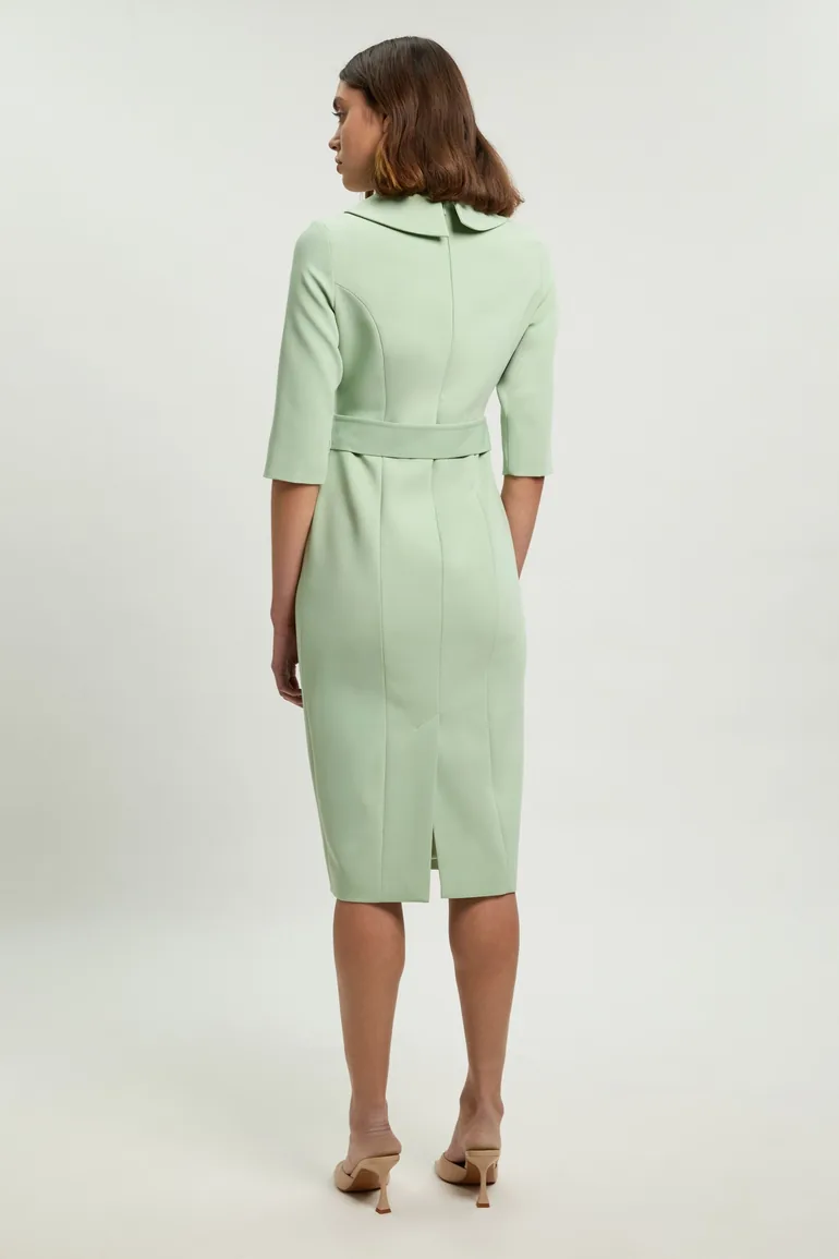 Tailored Roll Neck Pencil Midi Dress - 2