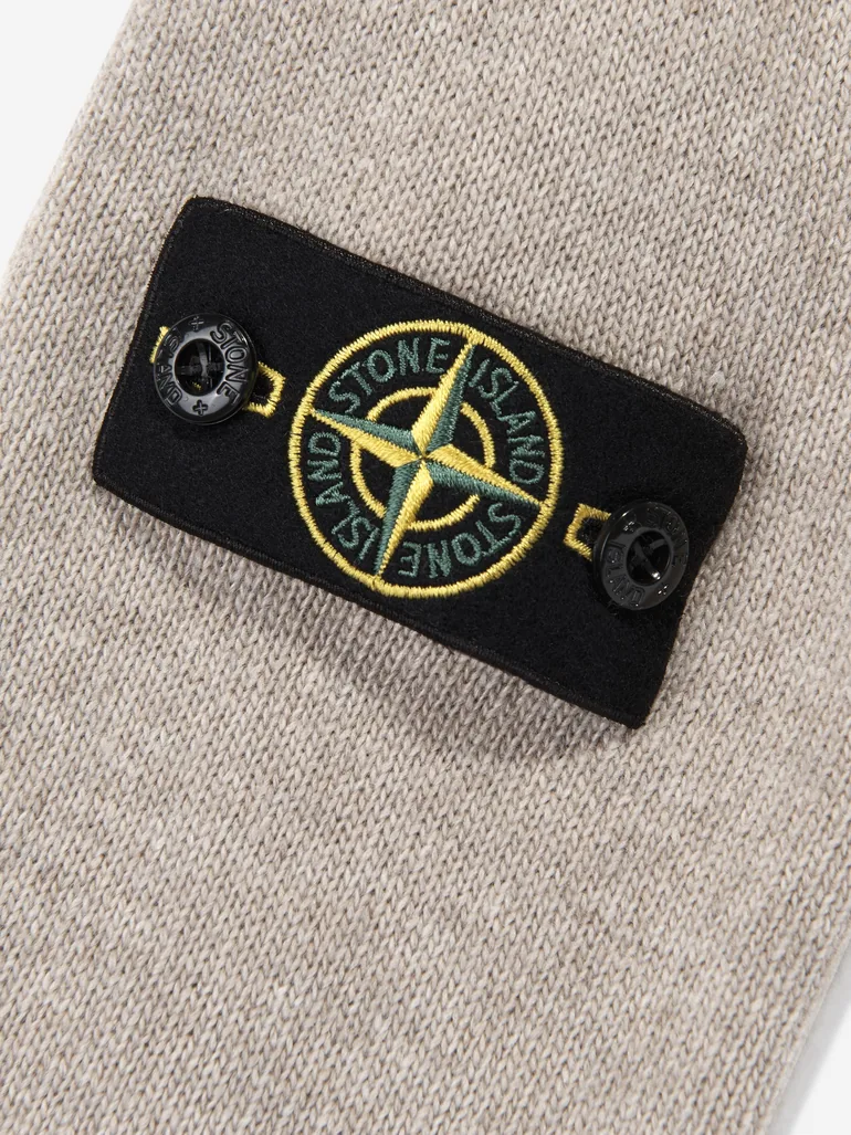 Stone Island Boys Wool and Cashmere Half Zip Jumper in Beige - 2