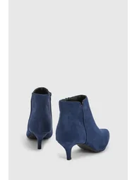 Wide Fit Alma Faux Suede Kitten Heel Pointed Ankle Boots - 1