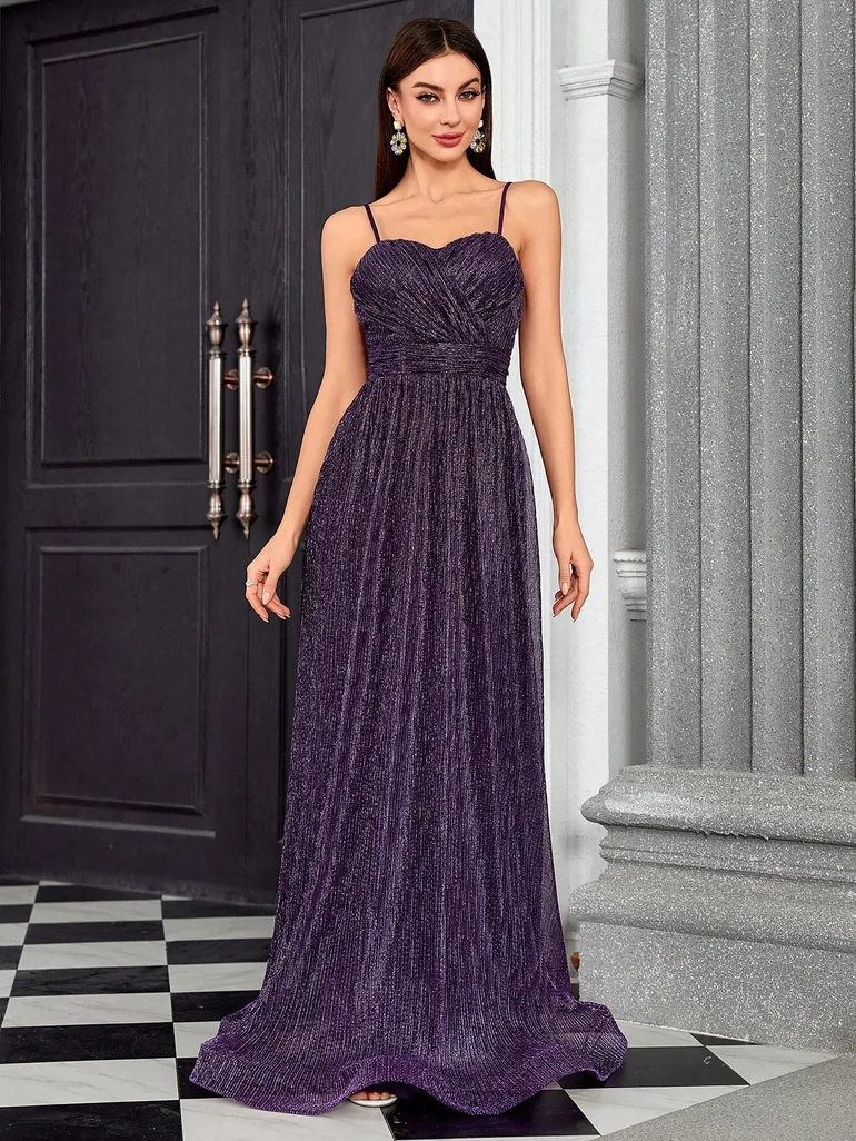 Leely Elegant Spaghetti Straps Sleeveless A-line Party Dress - 3