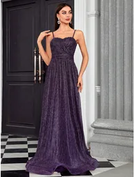 Leely Elegant Spaghetti Straps Sleeveless A-line Party Dress
