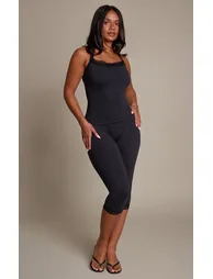 Shape Black Lace Trim Sculpt Capri Legging