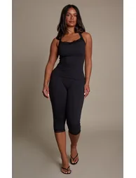 Shape Black Lace Trim Sculpt Capri Legging - 1
