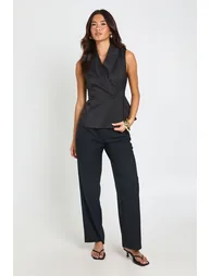Tailored Peplum Waistcoat - black - 2