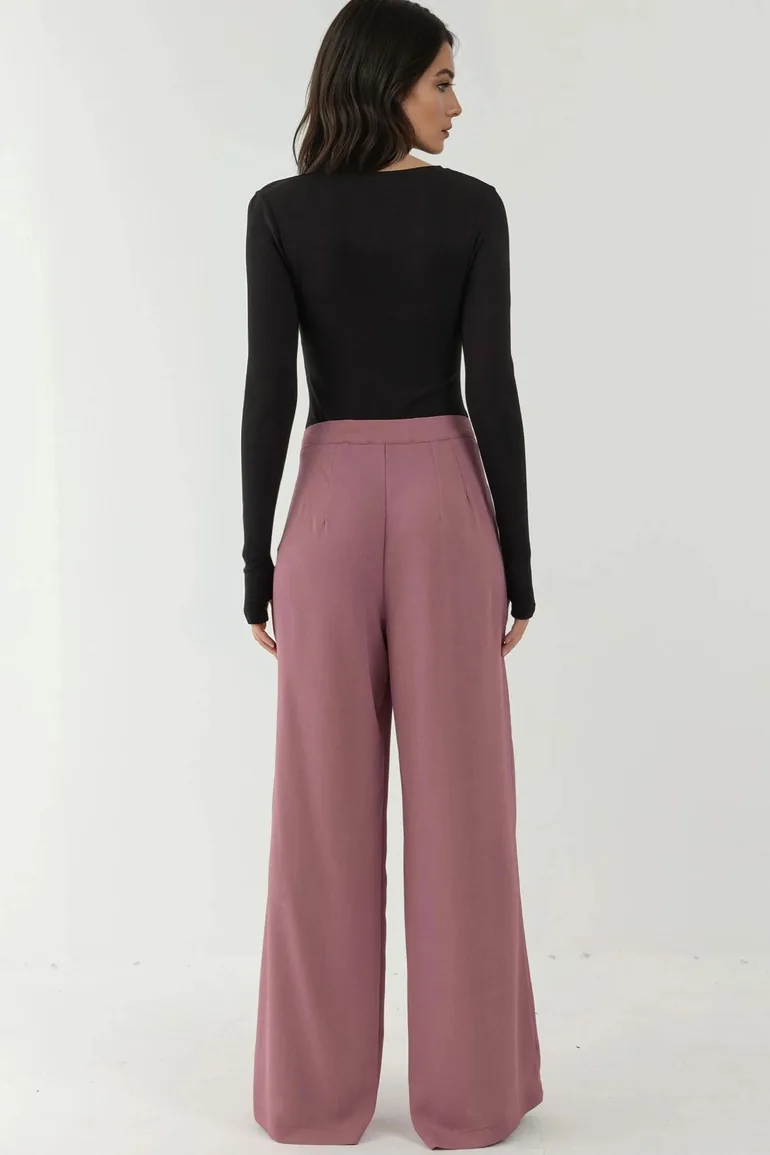 Pleated Wide Leg Palazzo Pants - 3