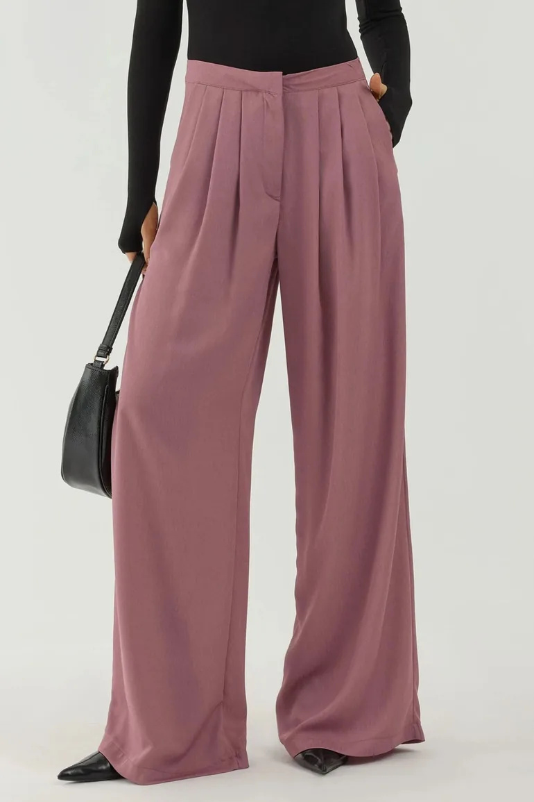 Pleated Wide Leg Palazzo Pants - 2