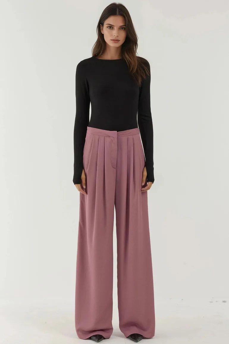 Pleated Wide Leg Palazzo Pants