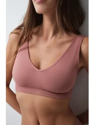 Pink microfibre halterneck top bra - 1