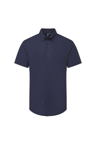 Premier Mens Supreme Oxford Short-Sleeved Formal Shirt - Navy product thumbnail 2