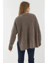 Textured Crew Neck Knitted Sweater - 4