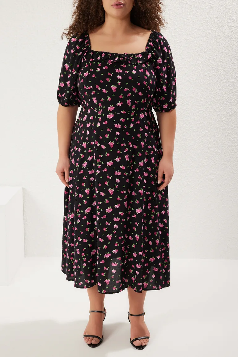 Black Shally Woven Plus Size Dress - 2