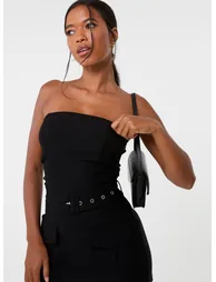 Bandeau Combat Playsuit With Belt - 2