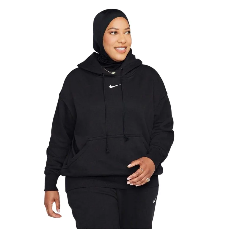 Nike Womens/Ladies Phoenix Fleece Pull Over Oversized Hoodie - Black/White