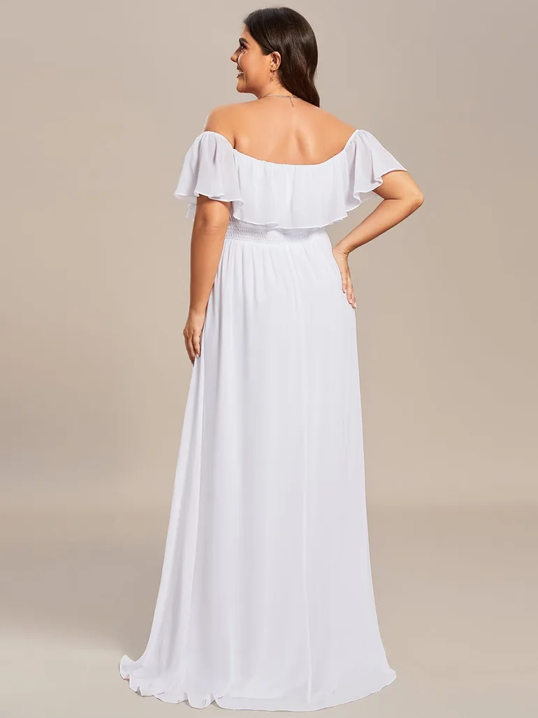 Women's Plus Size Ruffle Thigh Split Bridesmaid Dresses - 1