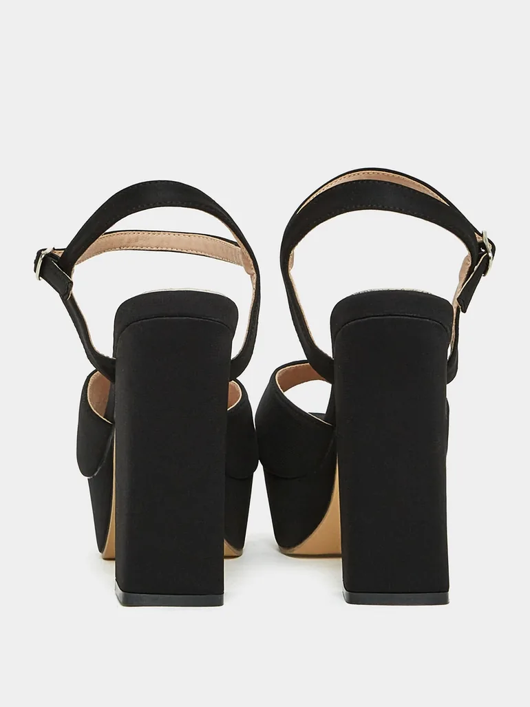 Solid Ankle Strap Block Heel Sandals - 4
