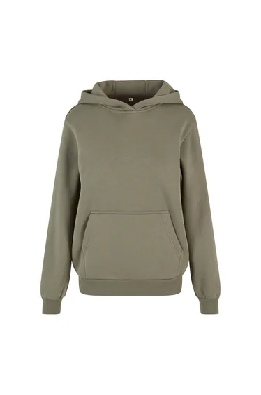 Build Your Brand Womens/Ladies Fluffy Hoodie - Pale Olive