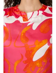 Red Satin Ethnic Patterned Evening Dress - 2
