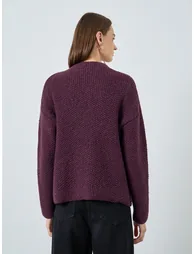 Burgundy Regular Fit Chunky Knit Cardigan - 4