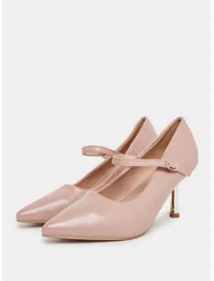 Pink Pointed-Toe Mary Jane Pumps - 1