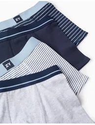 Pack of 4 Boxer Shorts for Boys 'Stripes', White/Grey/Blue - 2