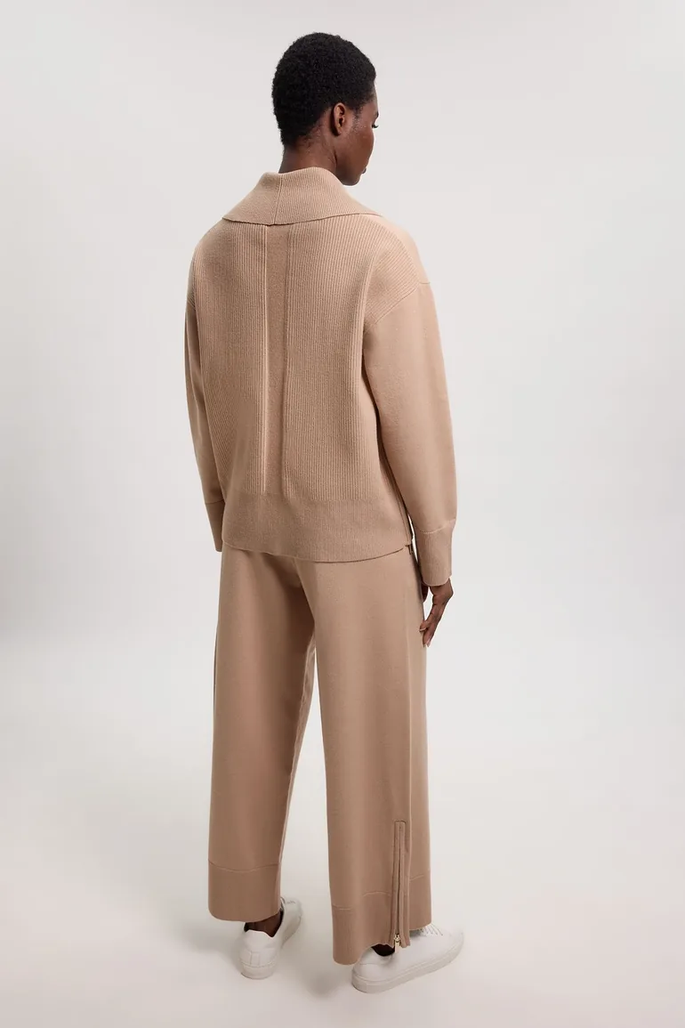 Wool Look Pocket Detail Knit Trousers - 2