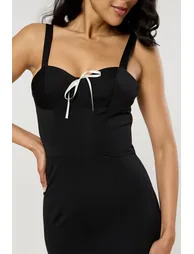 Black Contrast Hem Mermaid Maxi Dress - 7