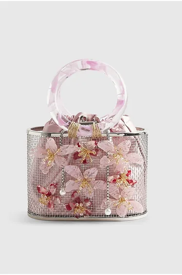 Pink Flower Cage Bag