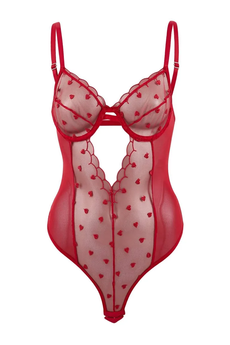 Red Tulle Heart Capless Body - 1