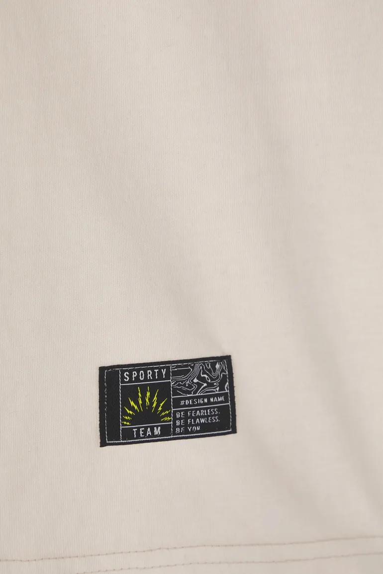 stone Oversize/Wide Cut Vintage/Faded Effect Label Detail T-Shirt/Undershirt - 2