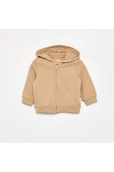 Hooded zip-up sweatshirt BEIGE