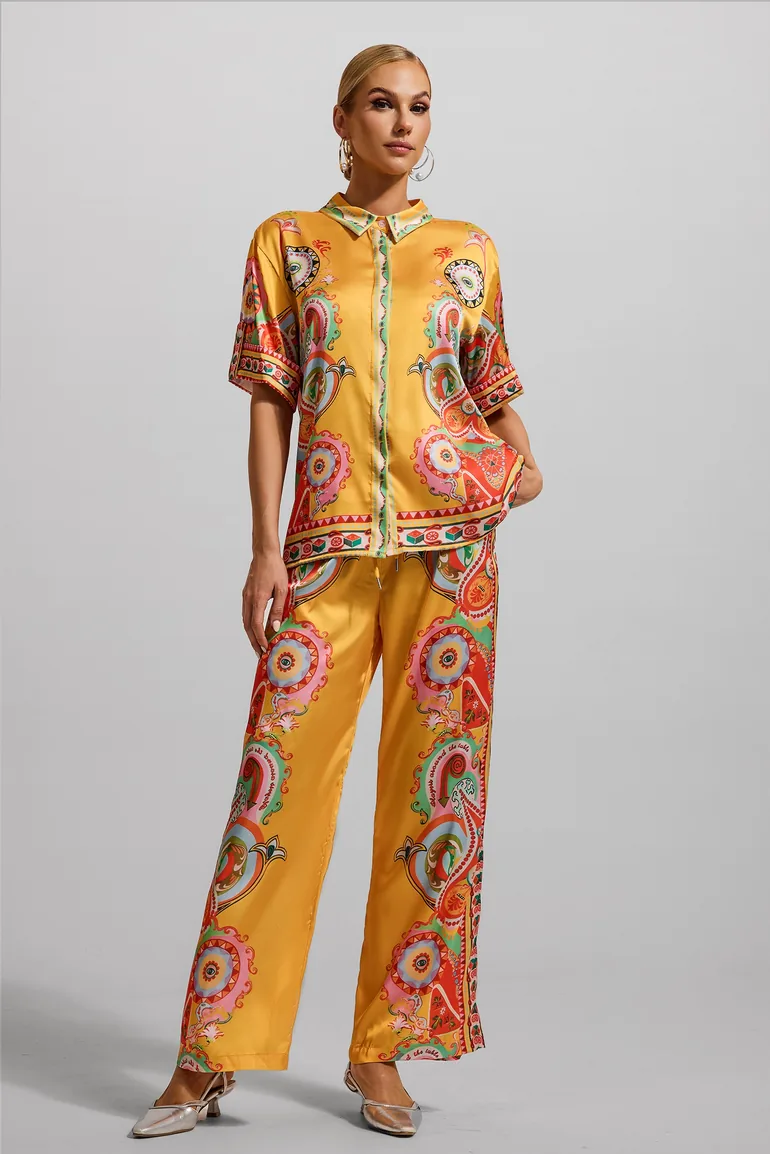 Gisèle Satin Top ＆ Pants Set