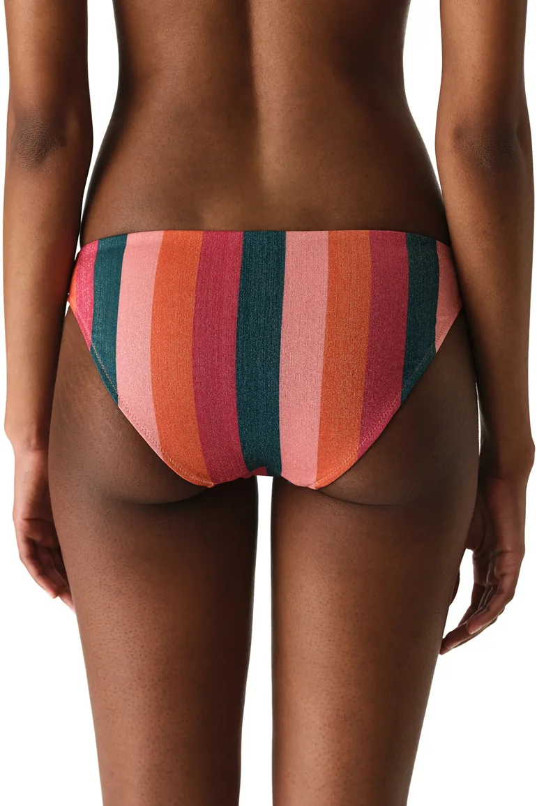 PENTI Devin Striped Metallic Mid Waist Bikini Bottom - 1