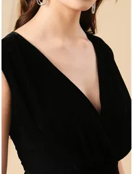 Deep V Neck Maxi Dress with Side Split - 6