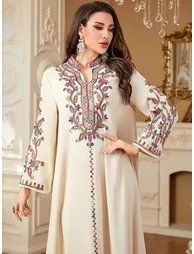 Women Sequin Patch Detail Long Sleeve Jalabiya - 2