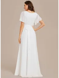 pretty LEORA|Plus Size Chiffon Tie-Waist Evening Dress - 1