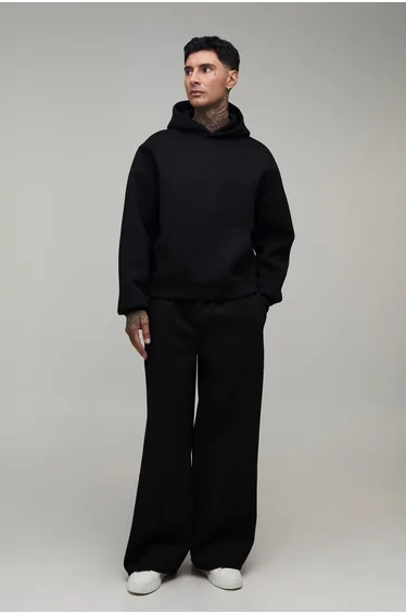 Tall Wide Leg Scuba Jogger - black