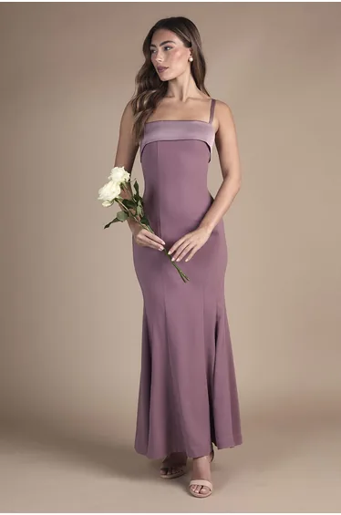 Strappy Fitted Satin Trim Dress