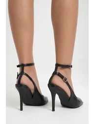 Peep Toe High Heels - black - 1