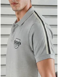 Slogan Print Regular Fit Polo Neck T-Shirt - 4