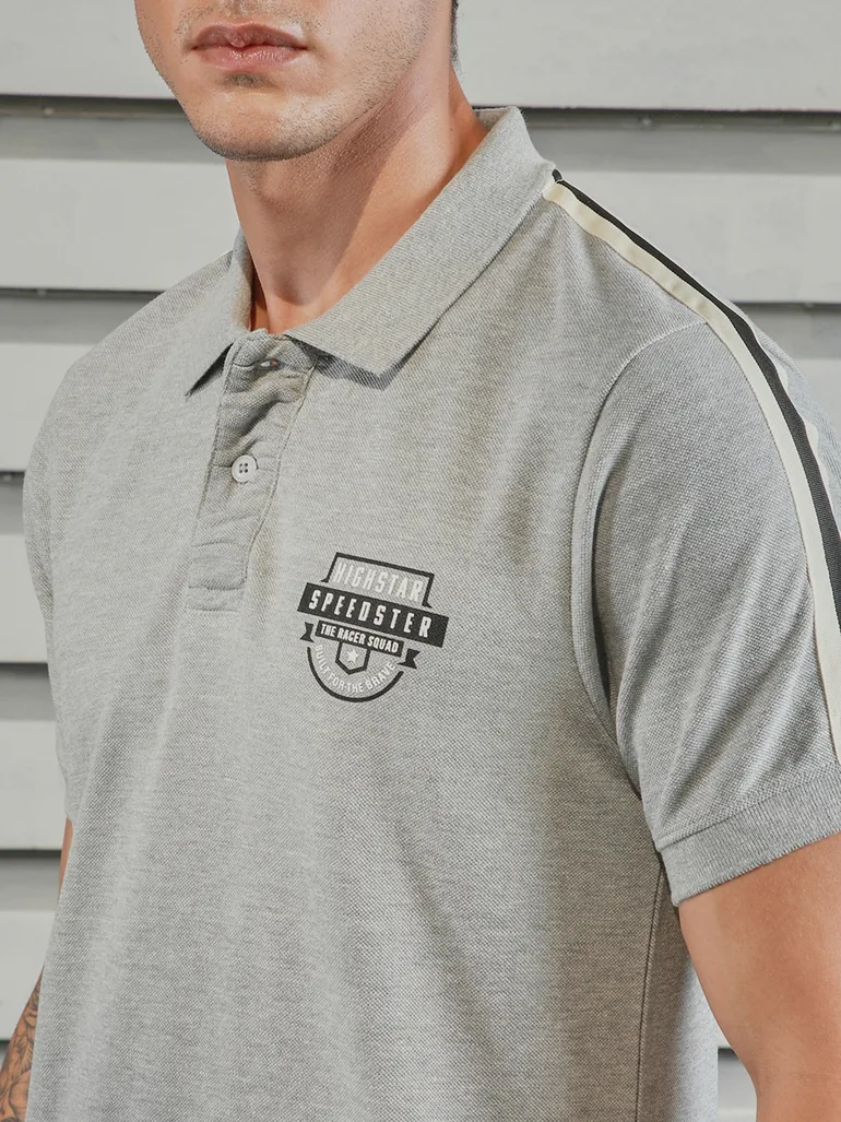 Slogan Print Regular Fit Polo Neck T-Shirt - 1
