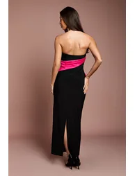 Bandeau Contrast Bow Detail Column Maxi Dress - 2