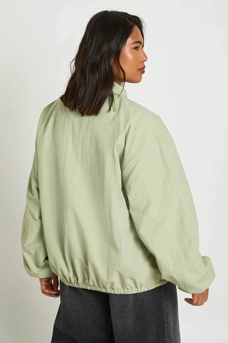 Plus Oversized Bomber Jacket - sage - 2