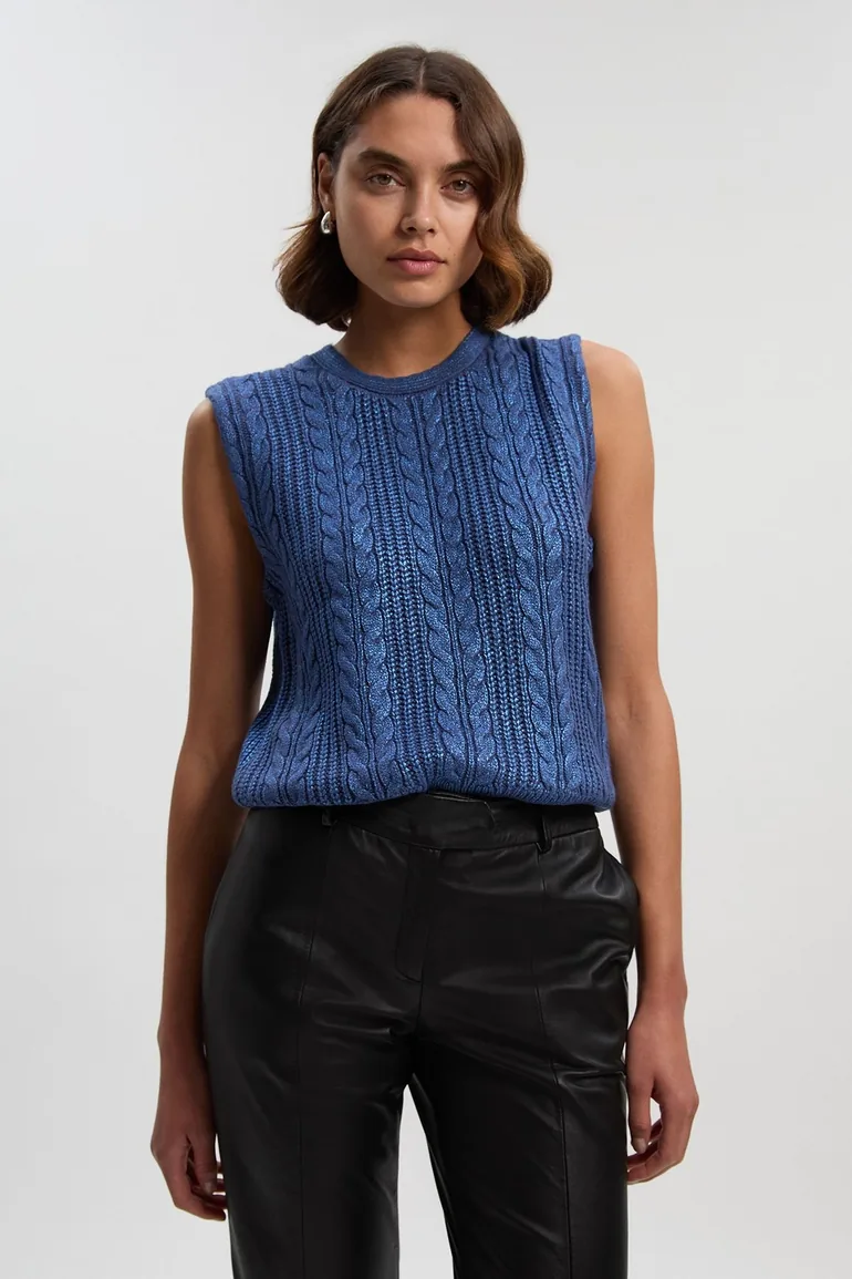 Foil Cable Knit Tank Top